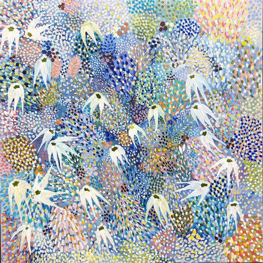 "Jumbled blooms" matted print