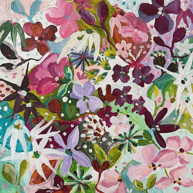 "Floral" 34x34cm framed in oak