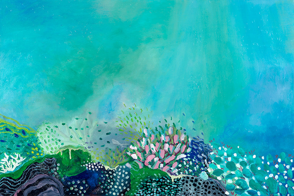 "Silence" Oil on canvas framed with white box frame 61x91cm NOW $425